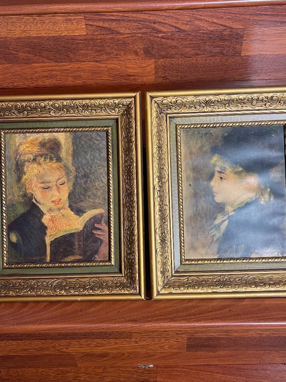 2 VTG Canvas FRMD Wall Art "The Reader"/"Margot" by Renoir 12.75"x14.5" Approx.
